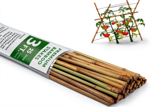 BOVITRO Bamboo Plant Stakes Natural Wood Garden Support-0