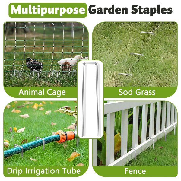 DUNPUTE Galvanized Steel Garden Staples Heavy Duty Landscape-5