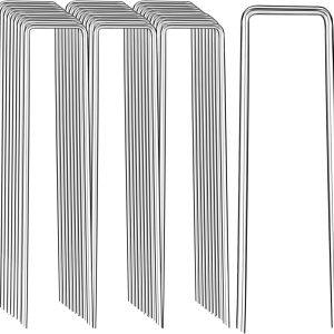 FAAYUCK U Shaped Garden Stakes Galvanized Steel Landscape-0