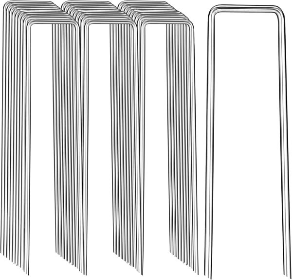 FAAYUCK U Shaped Garden Stakes Galvanized Steel Landscape-0