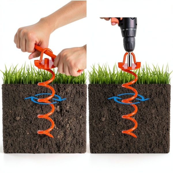 FEED GARDEN Spiral Ground Anchors Heavy Duty Metal Stakes-4