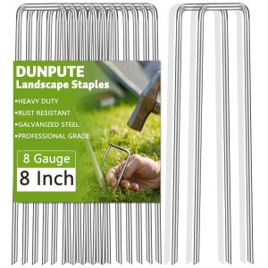 DUNPUTE Galvanized Steel Garden Staples Heavy Duty Landscape-0