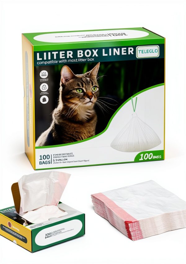 TELEGLO Cat Litter Box Liners Heavy Duty Drawstring Design-0
