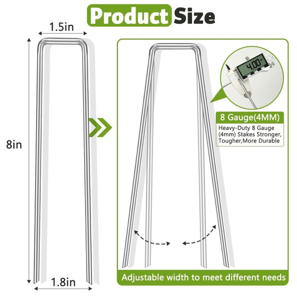 DUNPUTE Galvanized Steel Garden Staples Heavy Duty Landscape-1