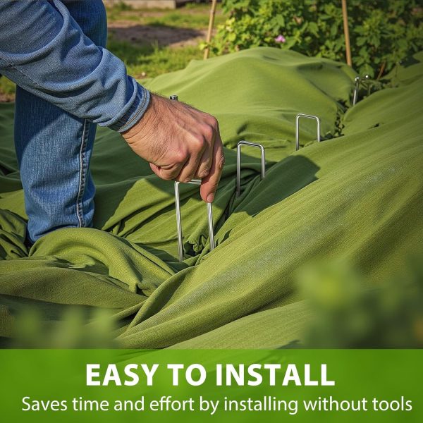 FAAYUCK U Shaped Garden Stakes Galvanized Steel Landscape-4