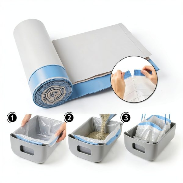 Kevetheg Cat Litter Box Liners Leakproof Drawstring Design-4