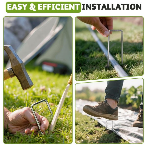 DUNPUTE Galvanized Steel Garden Staples Heavy Duty Landscape-4