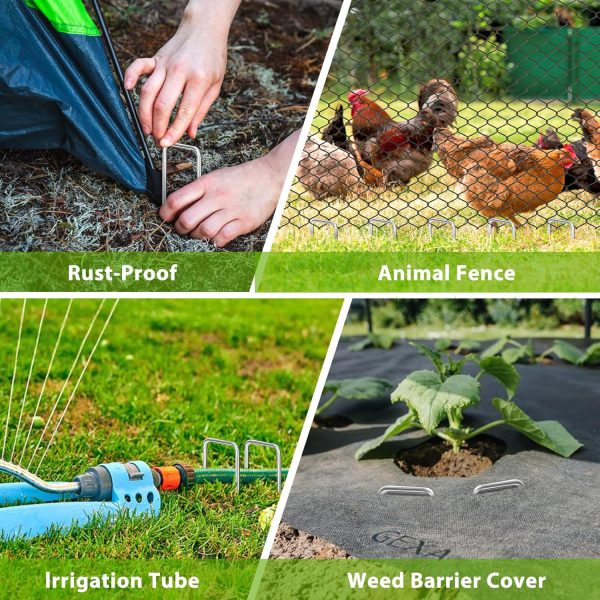 FAAYUCK U Shaped Garden Stakes Galvanized Steel Landscape-5